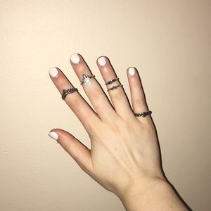 Set of five midi rings